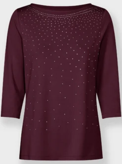 3/4-Arm-Shirt mit Glitzersteinchen