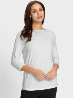 3/4-Arm-Shirt mit Glitzersteinchen