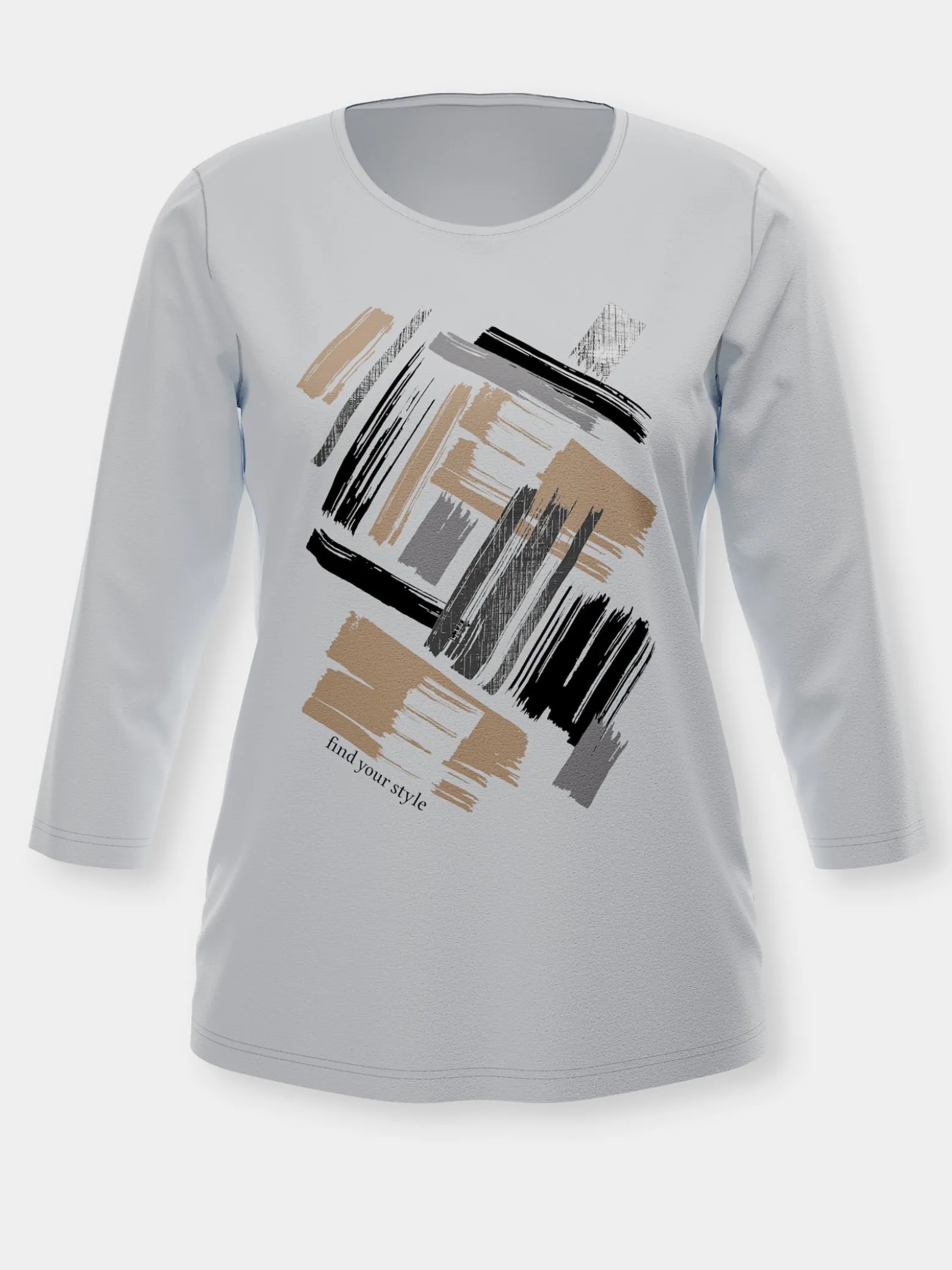 3/4-Arm-Shirt mit glänzendem Druck
