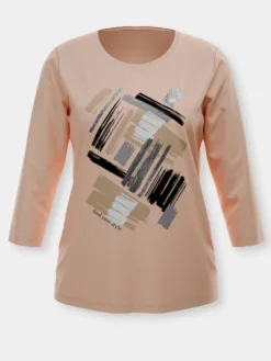 3/4-Arm-Shirt mit glänzendem Druck