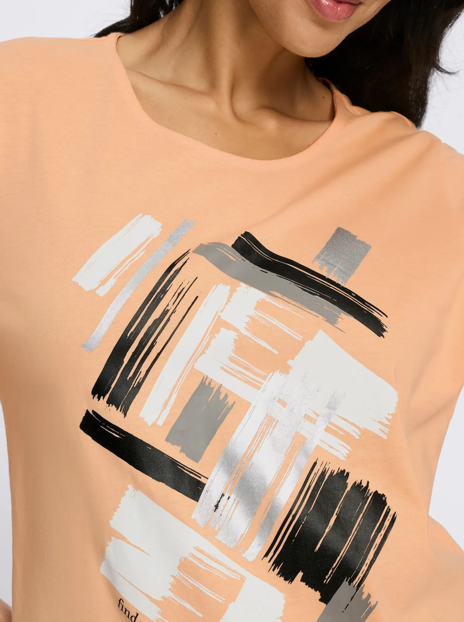 3/4-Arm-Shirt mit glänzendem Druck