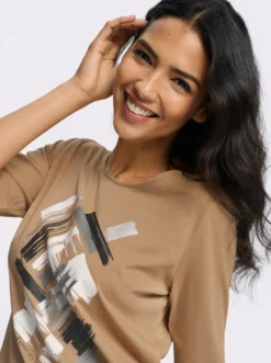 3/4-Arm-Shirt mit glänzendem Druck