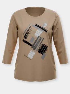 3/4-Arm-Shirt mit glänzendem Druck