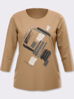3/4-Arm-Shirt mit glänzendem Druck
