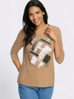 3/4-Arm-Shirt mit glänzendem Druck
