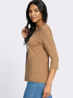 3/4-Arm-Shirt mit glänzendem Druck