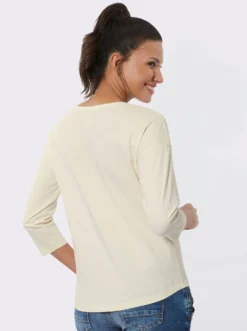 3/4-Arm-Shirt mit glänzendem Schriftzug