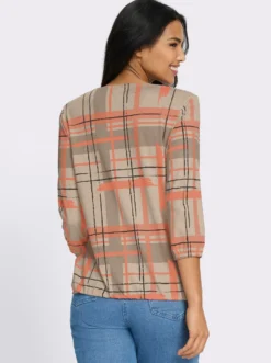 3/4-Arm-Shirt mit grafischem Allover-Druck