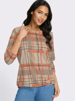 3/4-Arm-Shirt mit grafischem Allover-Druck