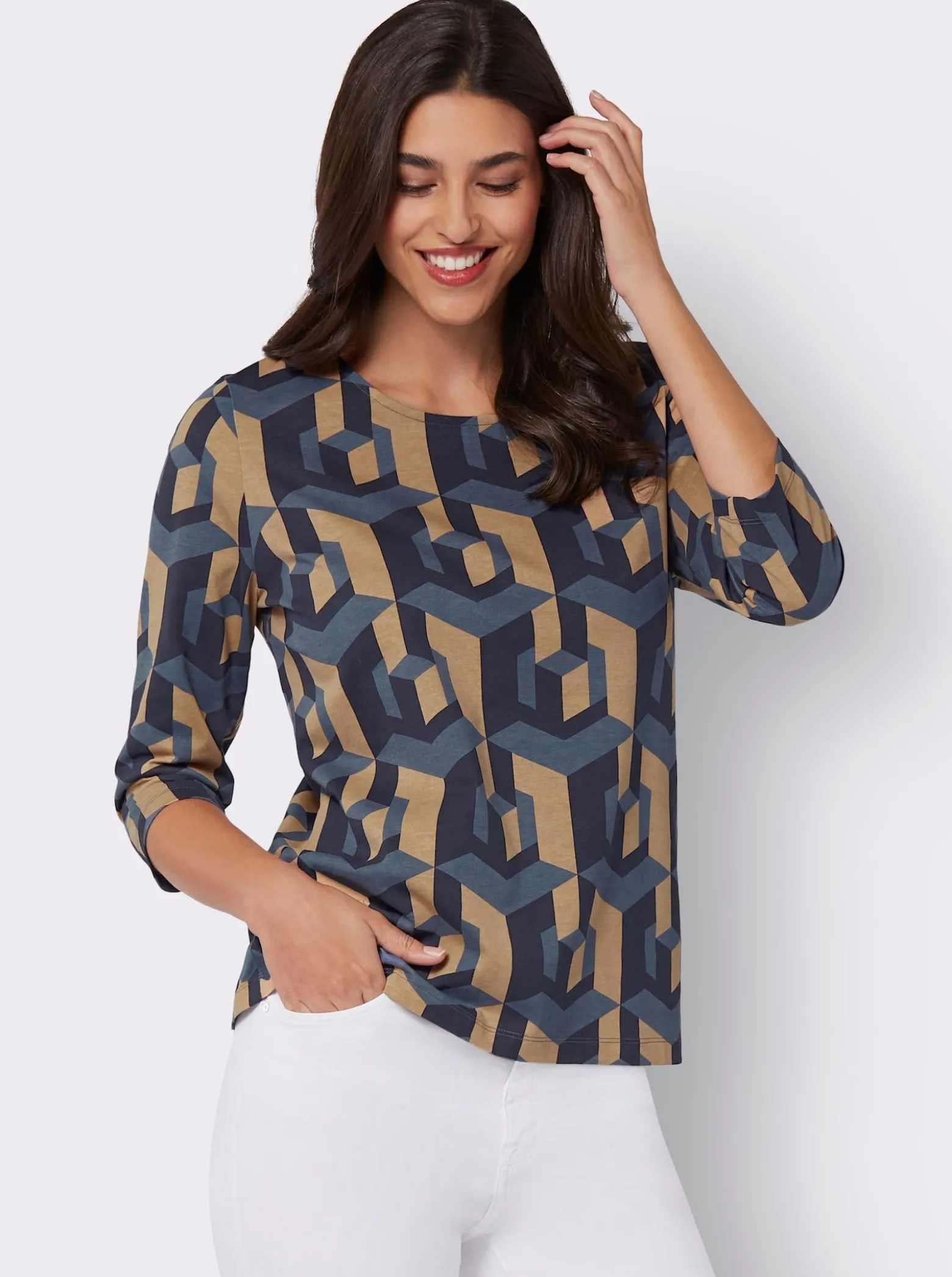 3/4-Arm-Shirt mit grafischem Print
