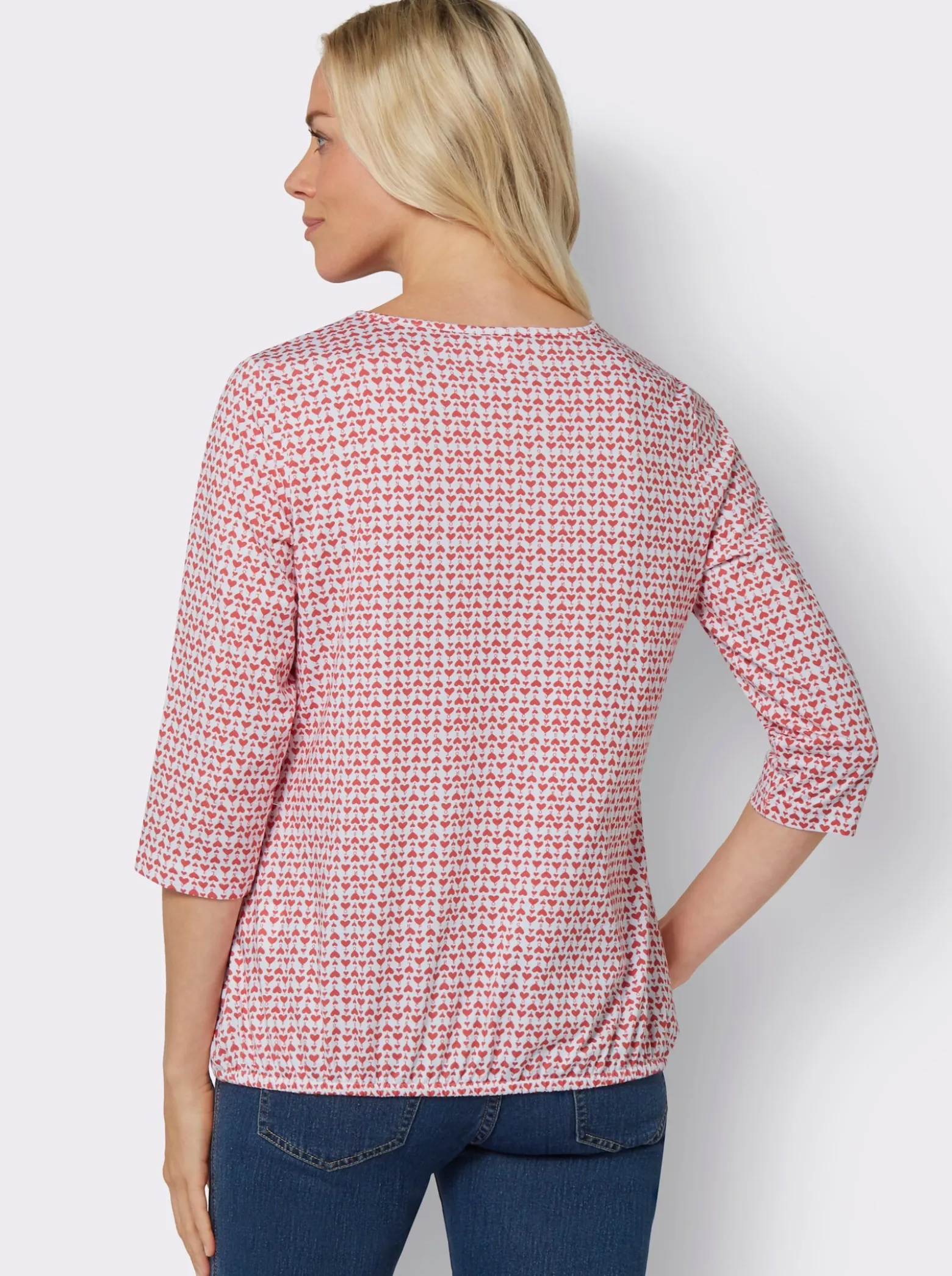 3/4-Arm-Shirt mit Gummizug am Saum