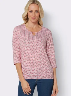 3/4-Arm-Shirt mit Gummizug am Saum
