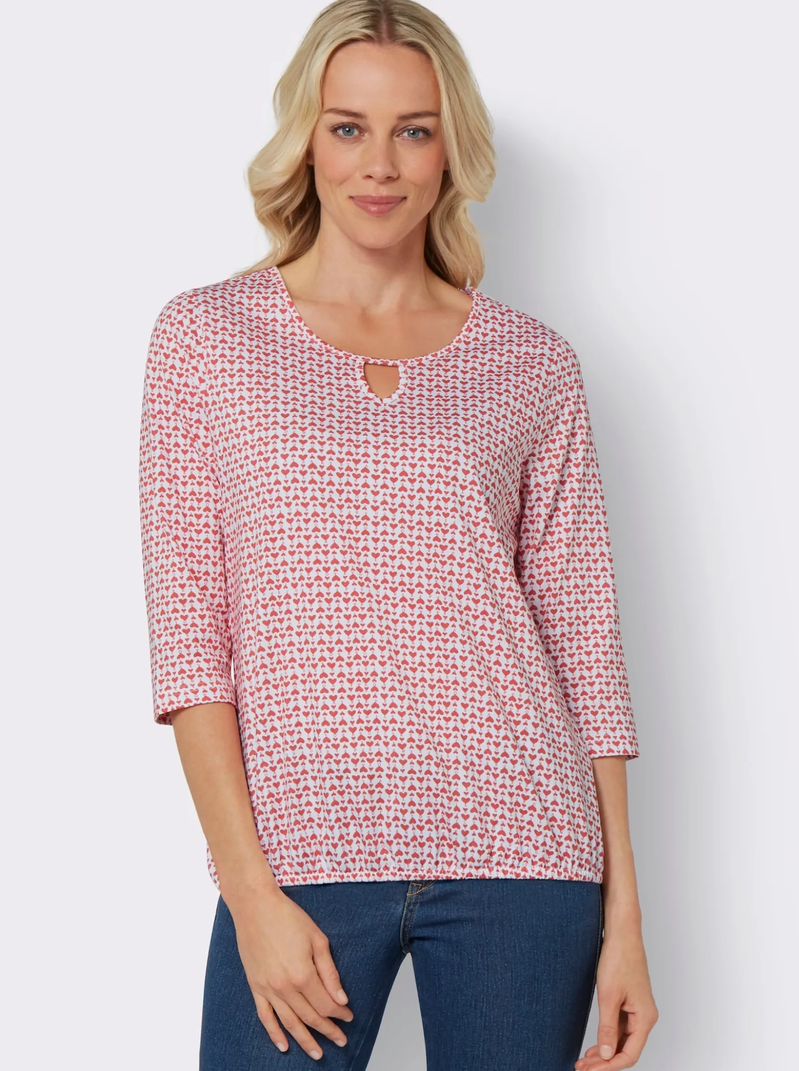 3/4-Arm-Shirt mit Gummizug am Saum