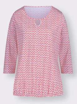 3/4-Arm-Shirt mit Gummizug am Saum