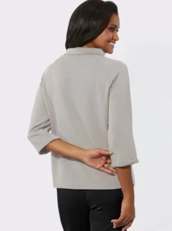3/4-Arm-Shirt mit halsfernem Rollkragen