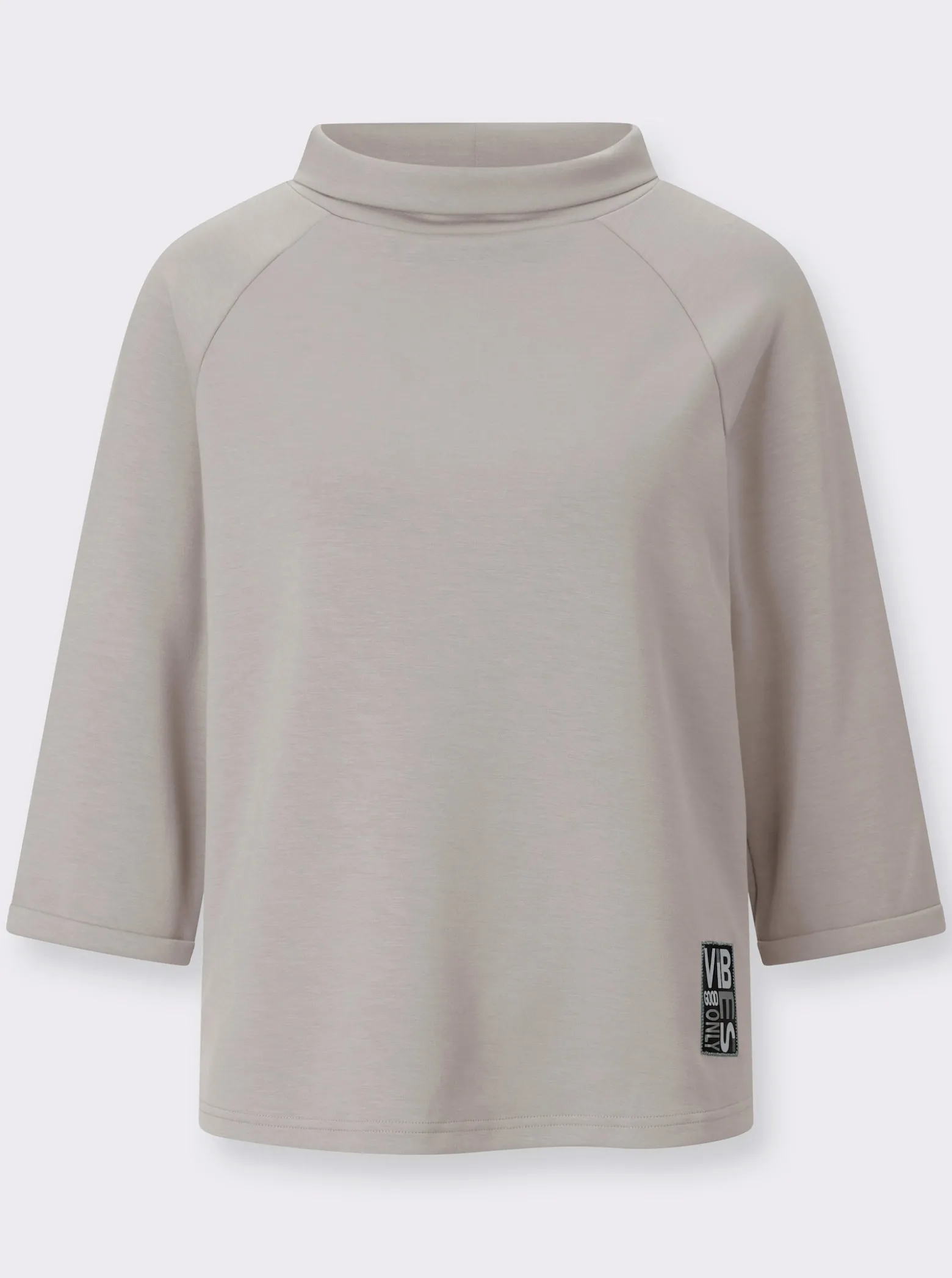 3/4-Arm-Shirt mit halsfernem Rollkragen