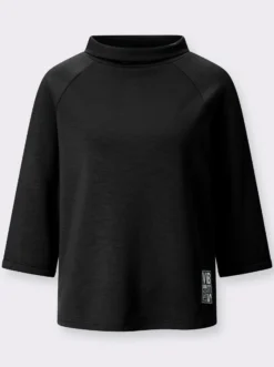 3/4-Arm-Shirt mit halsfernem Rollkragen