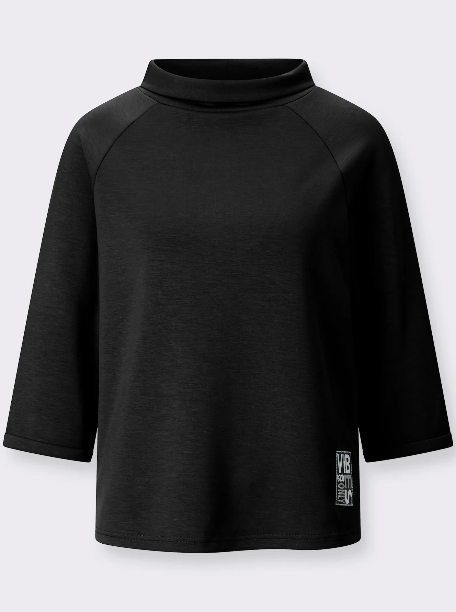 3/4-Arm-Shirt mit halsfernem Rollkragen