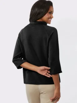 3/4-Arm-Shirt mit halsfernem Rollkragen