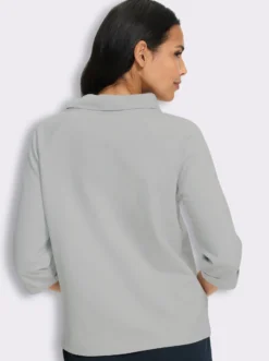 3/4-Arm-Shirt mit halsfernem Stehkragen