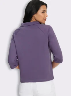 3/4-Arm-Shirt mit halsfernem Stehkragen