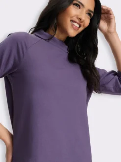 3/4-Arm-Shirt mit halsfernem Stehkragen