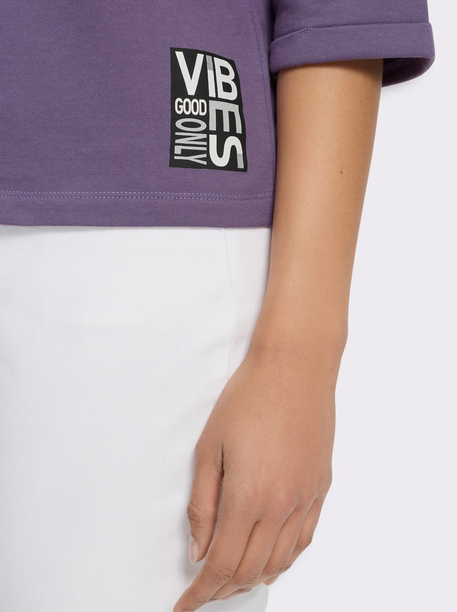 3/4-Arm-Shirt mit halsfernem Stehkragen