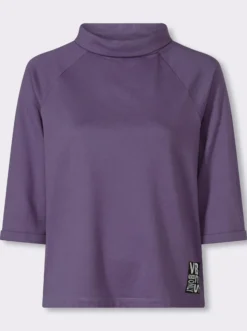 3/4-Arm-Shirt mit halsfernem Stehkragen