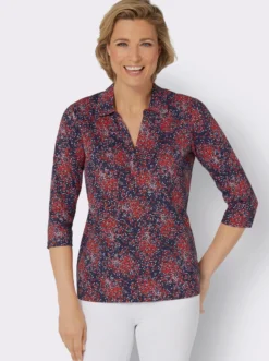 3/4-Arm-Shirt mit Hemdkragen