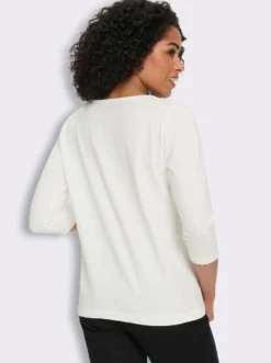 3/4-Arm-Shirt mit Herz-Ausschnitt, Baumwolle