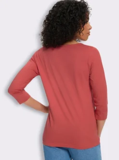 3/4-Arm-Shirt mit Herz-Ausschnitt, Baumwolle
