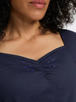 3/4-Arm-Shirt mit Herz-Ausschnitt, Baumwolle