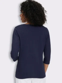 3/4-Arm-Shirt mit Herz-Ausschnitt, Baumwolle
