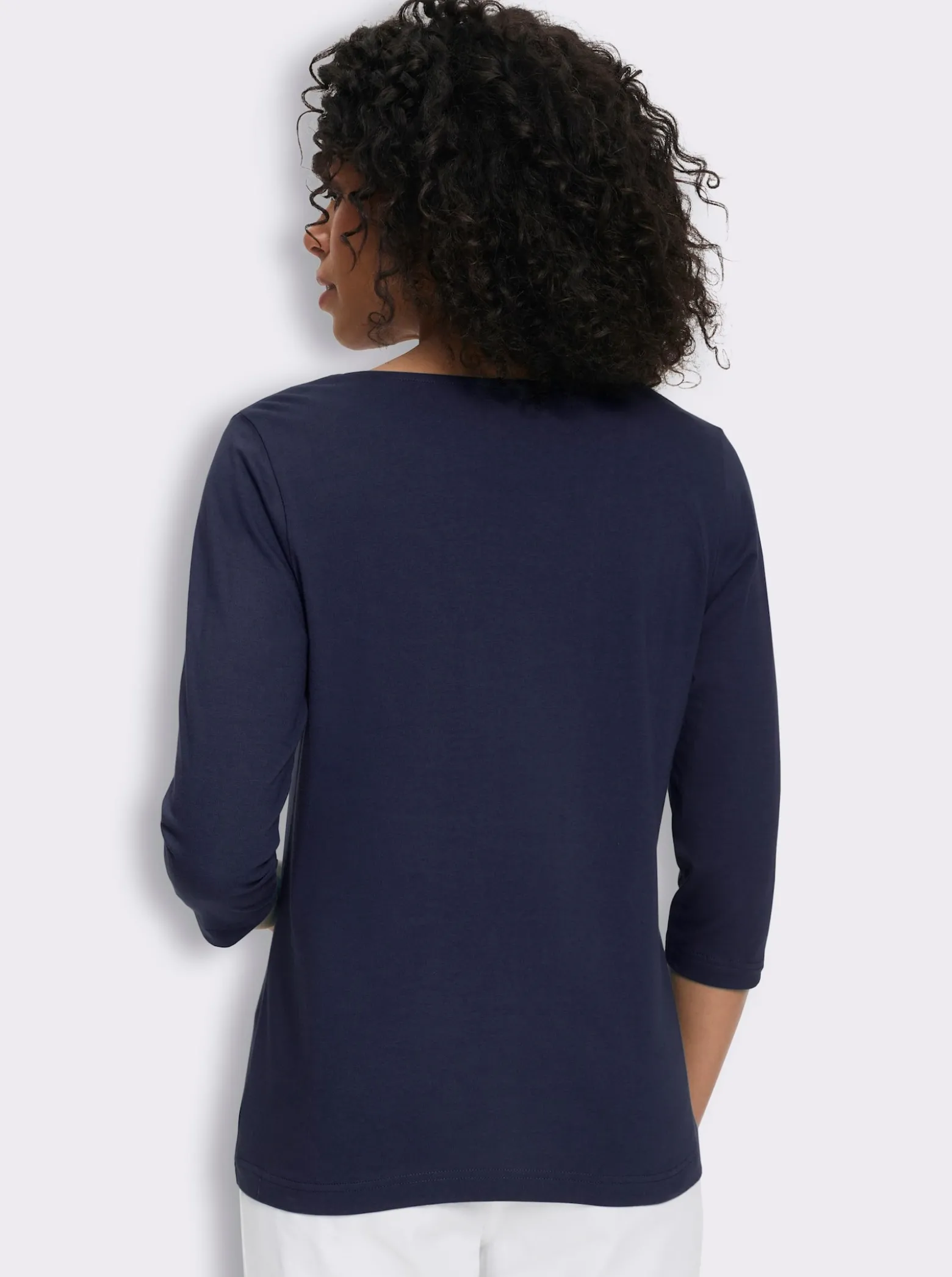 3/4-Arm-Shirt mit Herz-Ausschnitt, Baumwolle