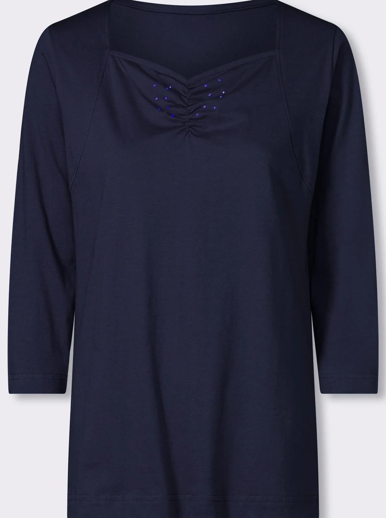 3/4-Arm-Shirt mit Herz-Ausschnitt, Baumwolle