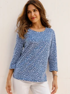 3/4-Arm-Shirt mit Herzchendruck