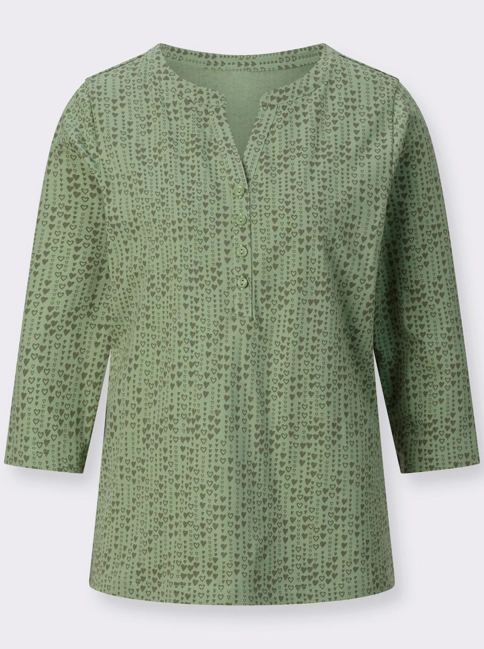 3/4-Arm-Shirt mit Herzchen-Muster