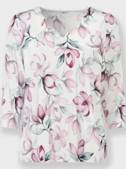 3/4-Arm-Shirt mit herzförmigem Ausschnitt