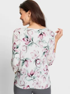 3/4-Arm-Shirt mit herzförmigem Ausschnitt