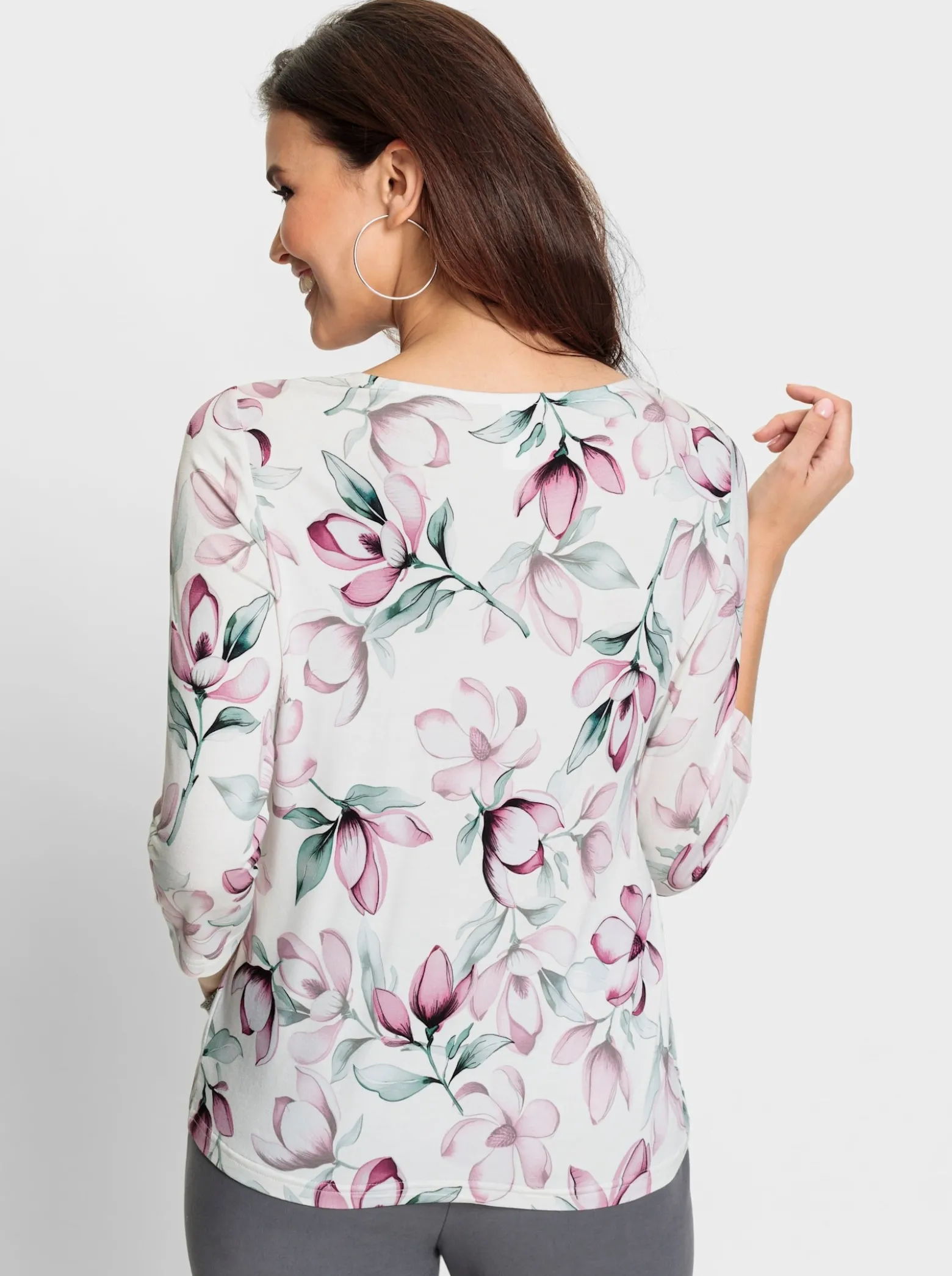 3/4-Arm-Shirt mit herzförmigem Ausschnitt