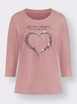 3/4-Arm-Shirt mit Herz-Motiv