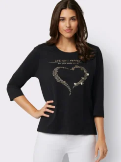 3/4-Arm-Shirt mit Herz-Motiv