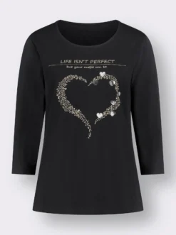 3/4-Arm-Shirt mit Herz-Motiv