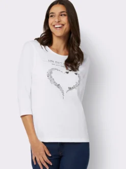 3/4-Arm-Shirt mit Herz-Motiv