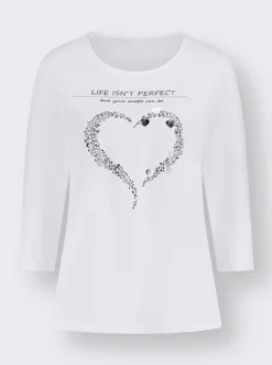 3/4-Arm-Shirt mit Herz-Motiv