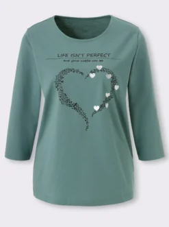 3/4-Arm-Shirt mit Herz-Motiv