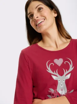3/4-Arm-Shirt mit Hirsch-Motiv