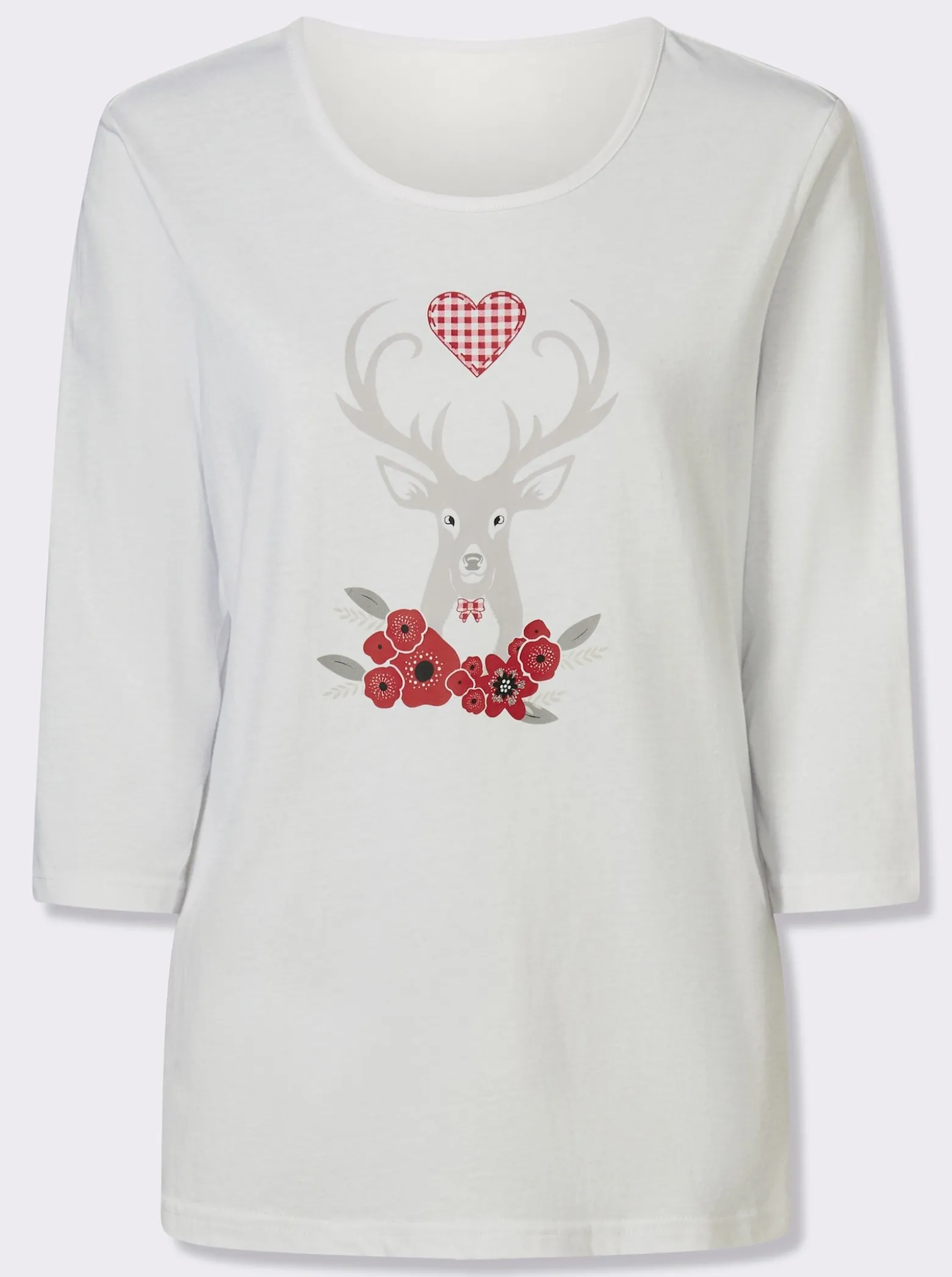 3/4-Arm-Shirt mit Hirsch-Motiv