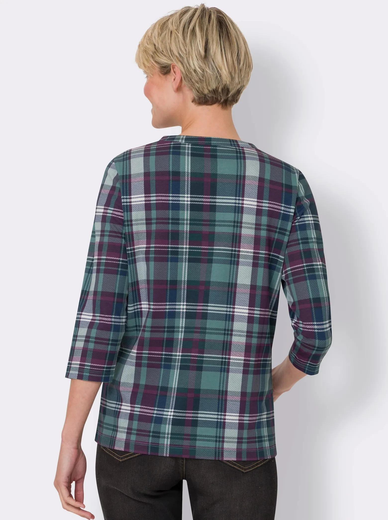 3/4-Arm-Shirt mit Karomuster