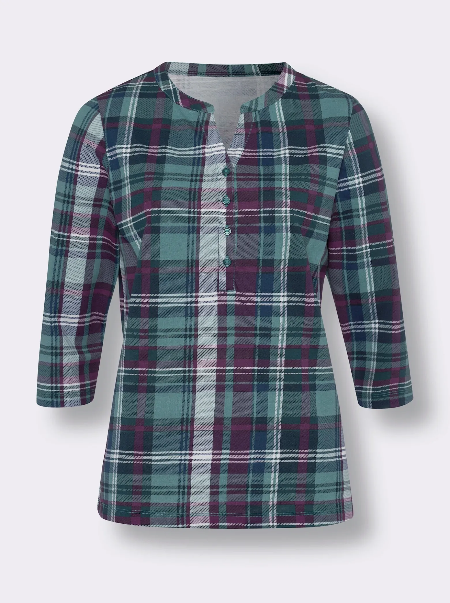 3/4-Arm-Shirt mit Karomuster